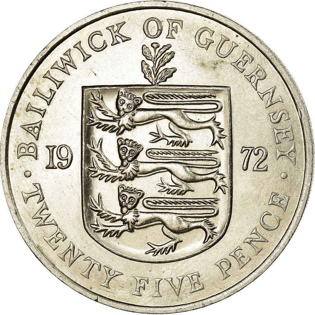 Monnaie, Guernsey, Elizabeth II, 25 Pence, 1972, Guernesey, TTB+, Copper-nickel