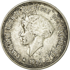 Coin, Luxembourg, Charlotte, 5 Francs, 1929, EF(40-45), Silver, KM:38
