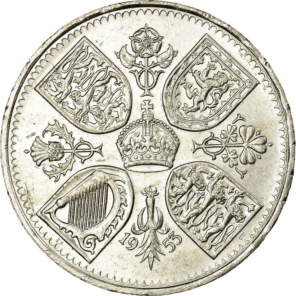 Monnaie, Grande-Bretagne, Elizabeth II, Crown, 1953, TTB, Copper-nickel, KM:894