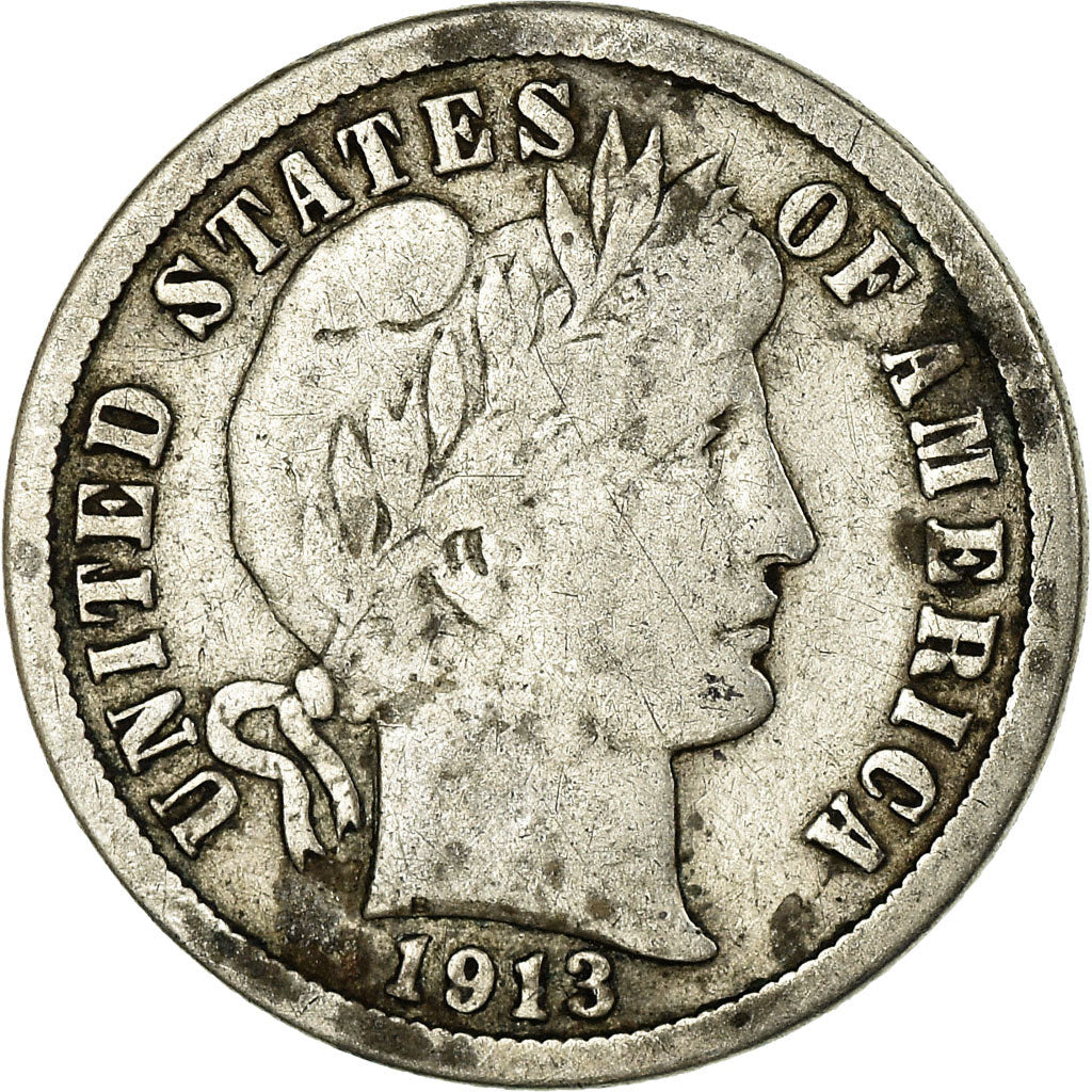 Coin, United States, Barber Dime, Dime, 1913, U.S. Mint, Philadelphia