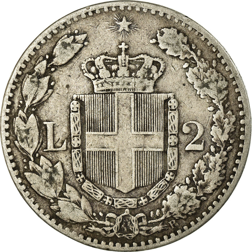 Coin, Italy, Umberto I, 2 Lire, 1884, Rome, VF(30-35), Silver, KM:23