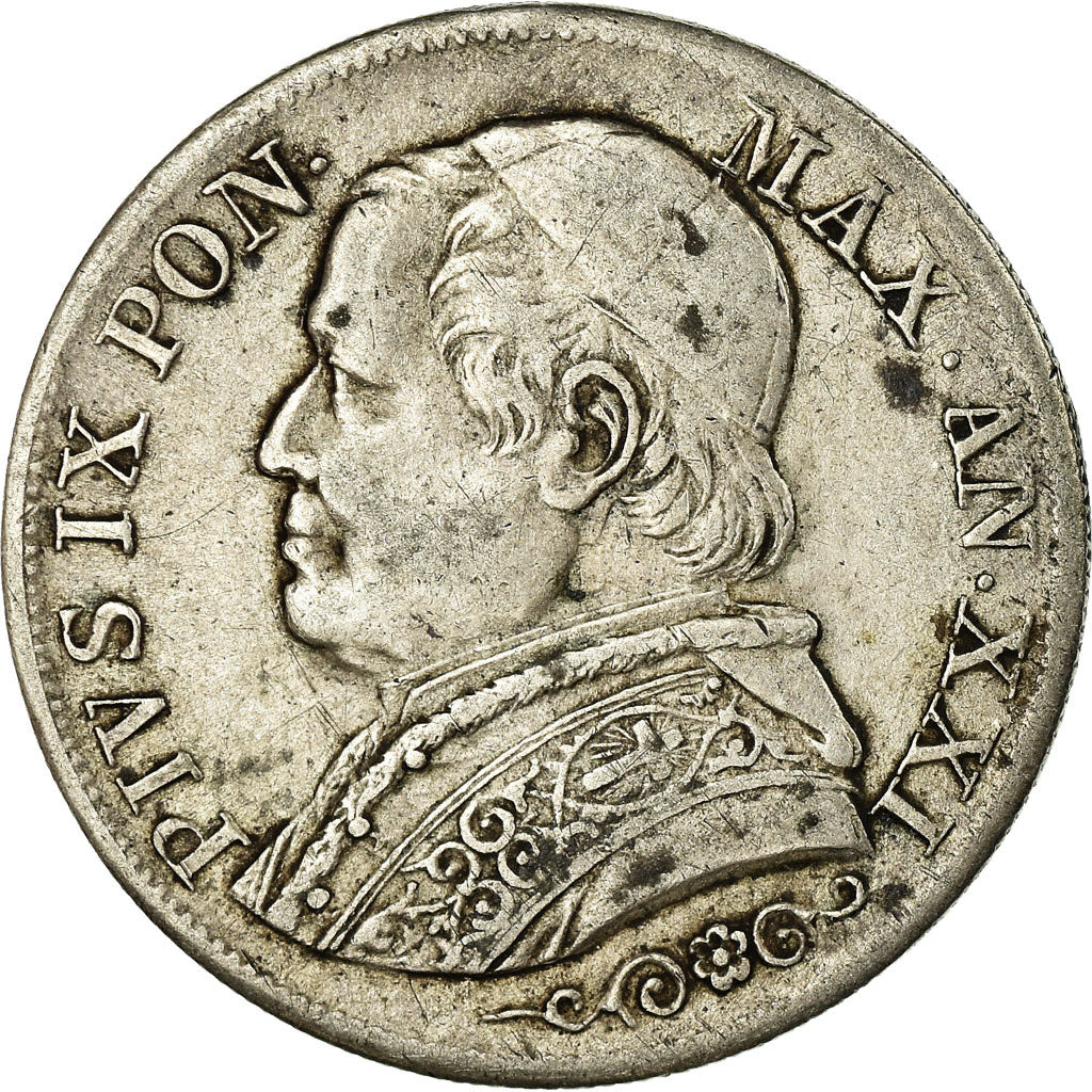 Moneta, DEPARTAMENTY WŁOSKIE, PAPAL STATES, Pius IX, Lira, 1867, Roma