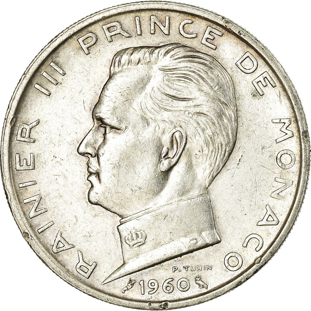 Coin, Monaco, Rainier III, 5 Francs, 1960, EF(40-45), Silver, KM:141, Gadoury:MC