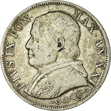 Moeda, ESTADOS ITALIANOS, PAPAL STATES, Pius IX, Lira, 1868, Rome, VF(20-25)