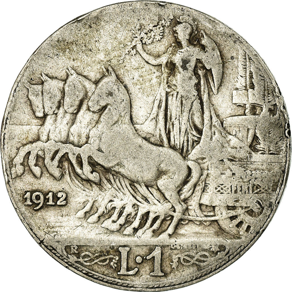Coin, Italy, Vittorio Emanuele III, Lira, 1912, Rome, VF(20-25), Silver, KM:45