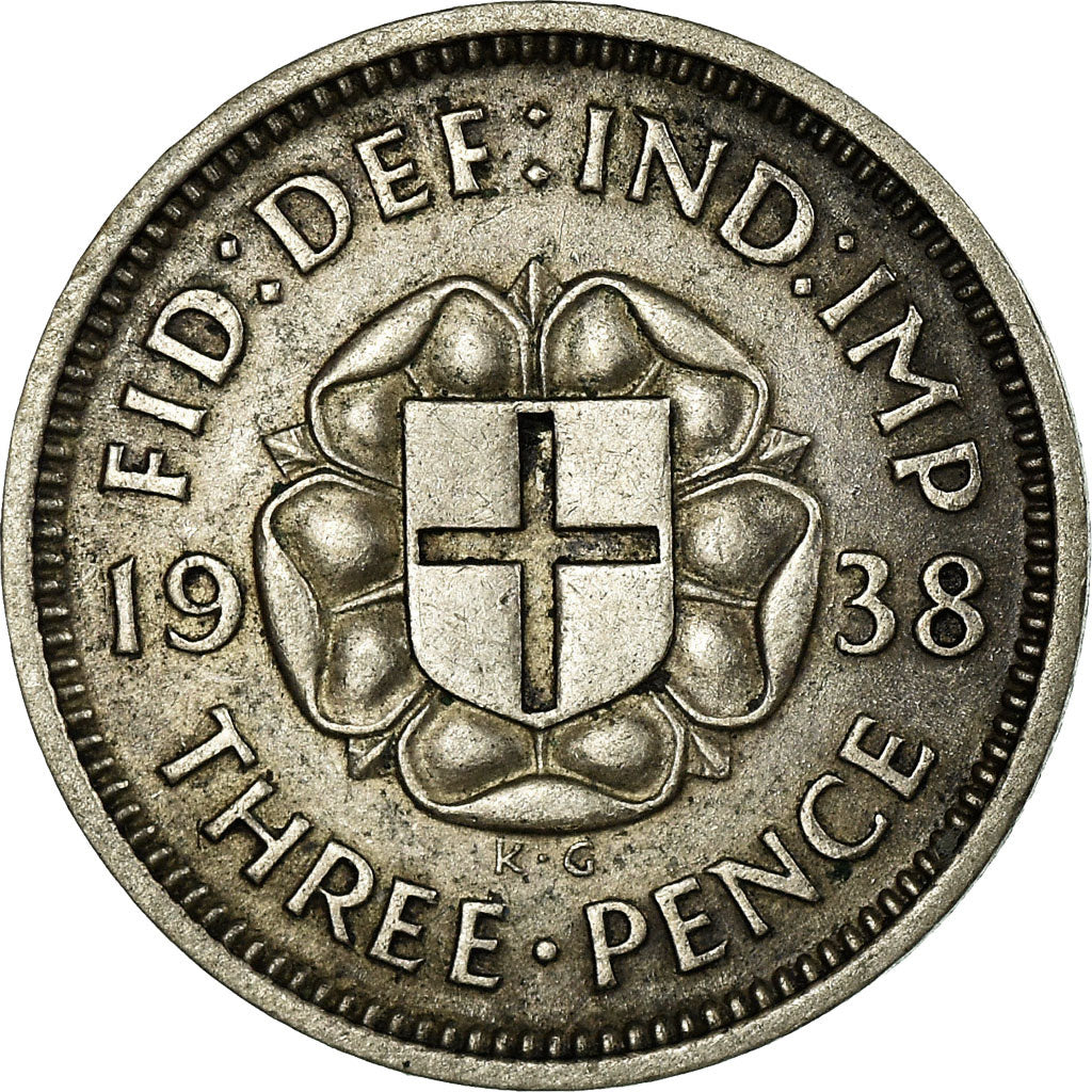 Coin, Great Britain, George VI, 3 Pence, 1938, AU(50-53), Silver, KM:848