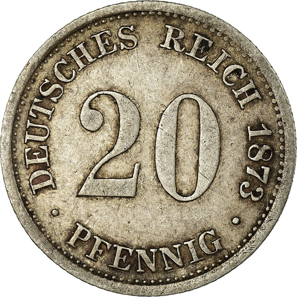 Coin, GERMANY - EMPIRE, Wilhelm I, 20 Pfennig, 1873, Stuttgart, EF(40-45)