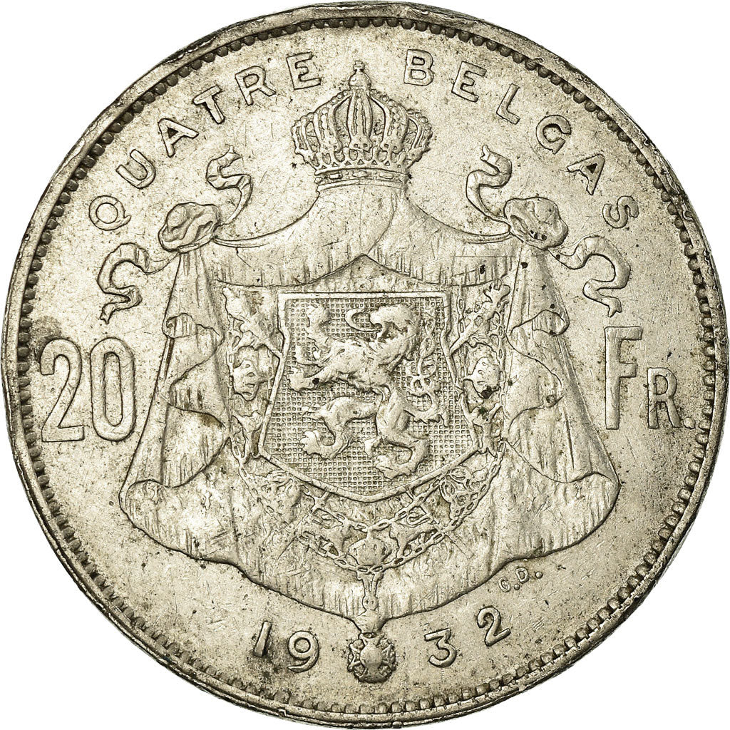 Münze, Belgien, Albert I, 20 Francs, 20 Frank, 1932, SS, Nickel, KM:101.1