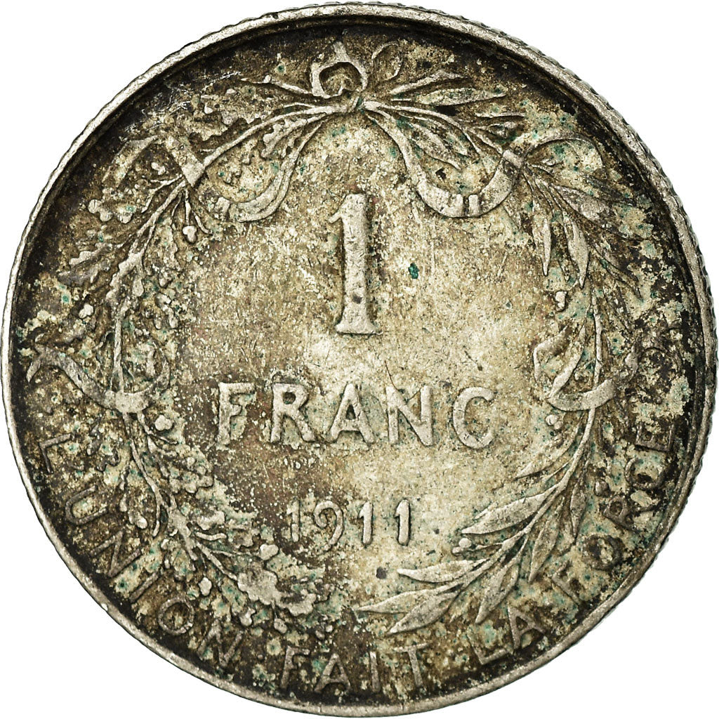 Coin, Belgium, Albert I, Franc, 1911, EF(40-45), Silver, KM:72