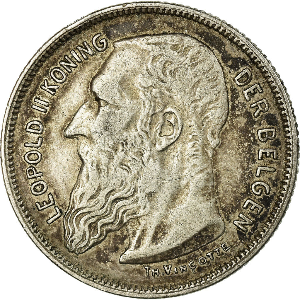 Coin, Belgium, Leopold II, 2 Francs, 2 Frank, 1909, EF(40-45), Silver, KM:59