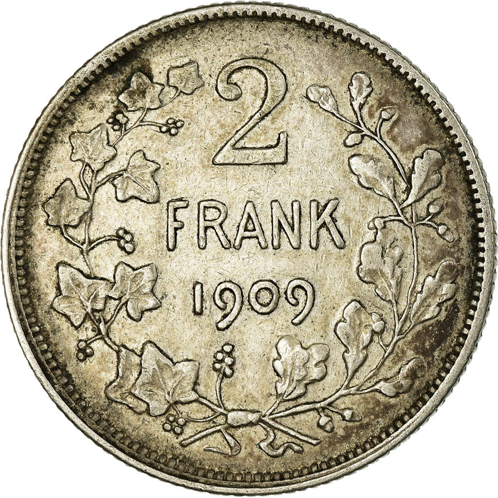 Coin, Belgium, Leopold II, 2 Francs, 2 Frank, 1909, EF(40-45), Silver, KM:59