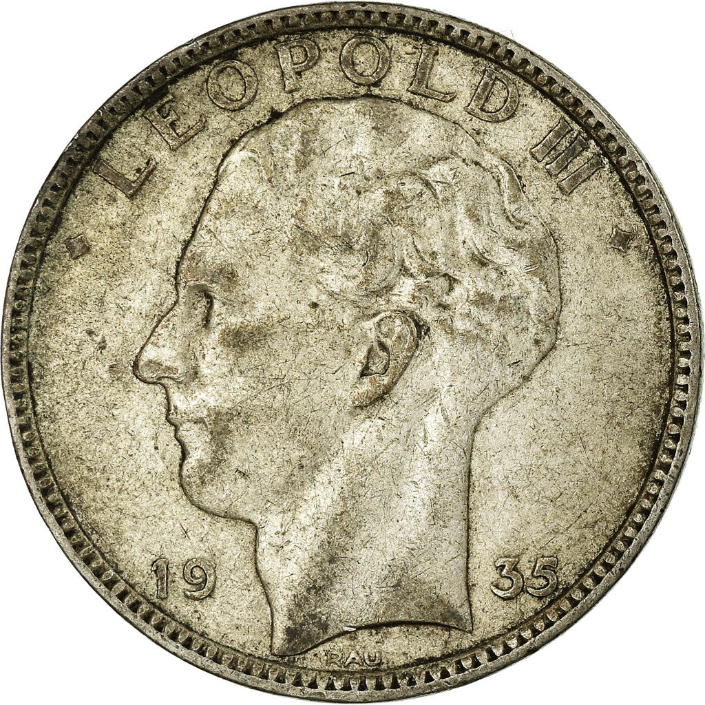 Coin, Belgium, Leopold III, 20 Francs, 20 Frank, 1935, VF(20-25), Silver, KM:105