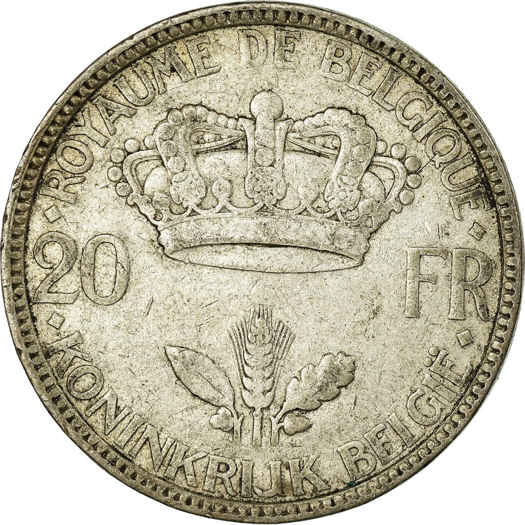 Coin, Belgium, Leopold III, 20 Francs, 20 Frank, 1935, VF(20-25), Silver, KM:105