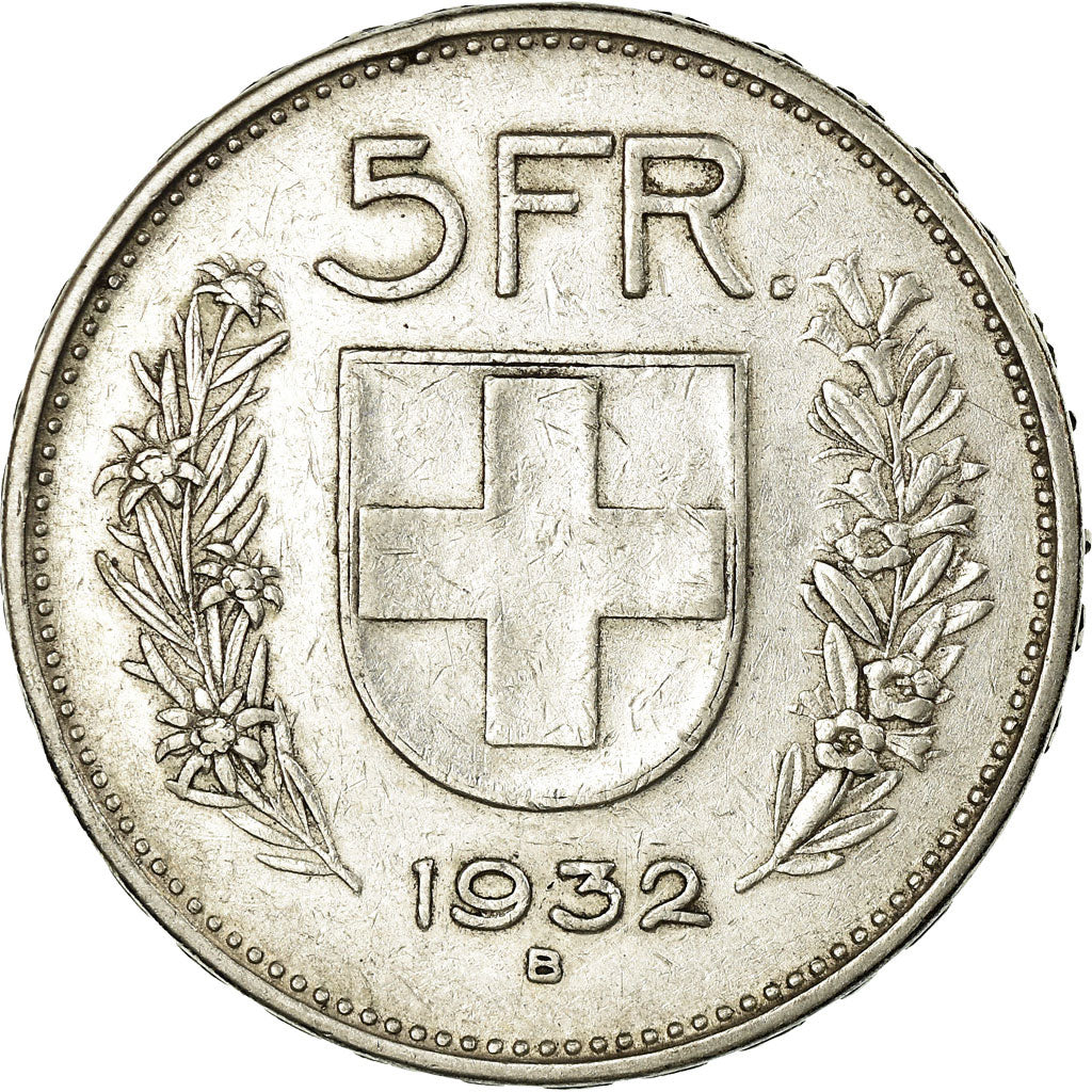 Coin, Switzerland, 5 Francs, 1932, Bern, EF(40-45), Silver, KM:40