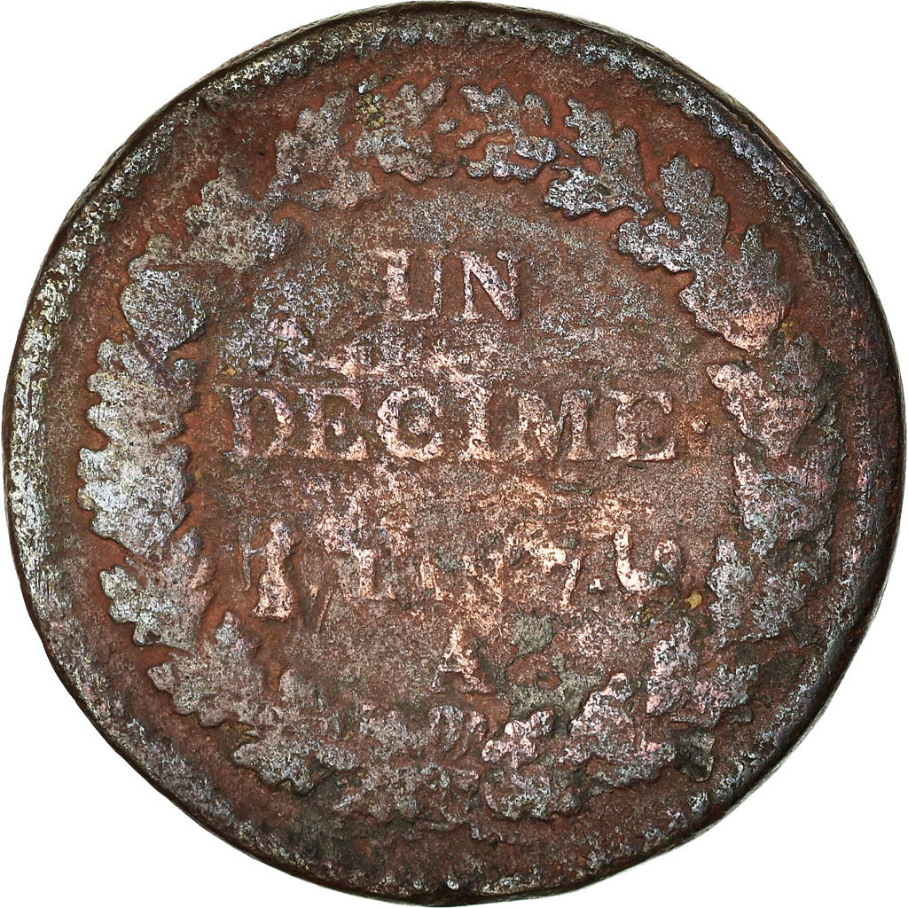 Monnaie, France, Dupré, Decime, 1799, Paris, B, Bronze, Gadoury:187, KM:644.1