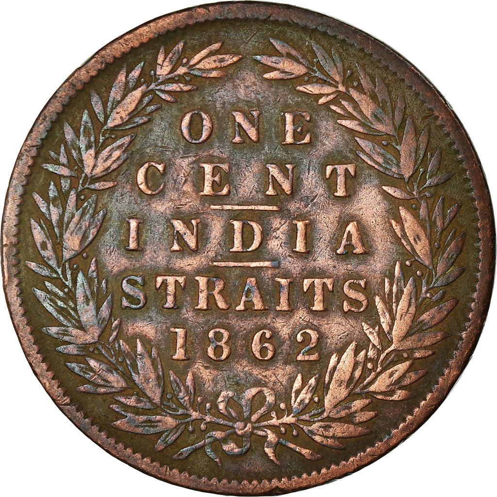 Moneta, Straits Settlements, Victoria, Cent, 1862, VF(20-25), Miedź, KM:6