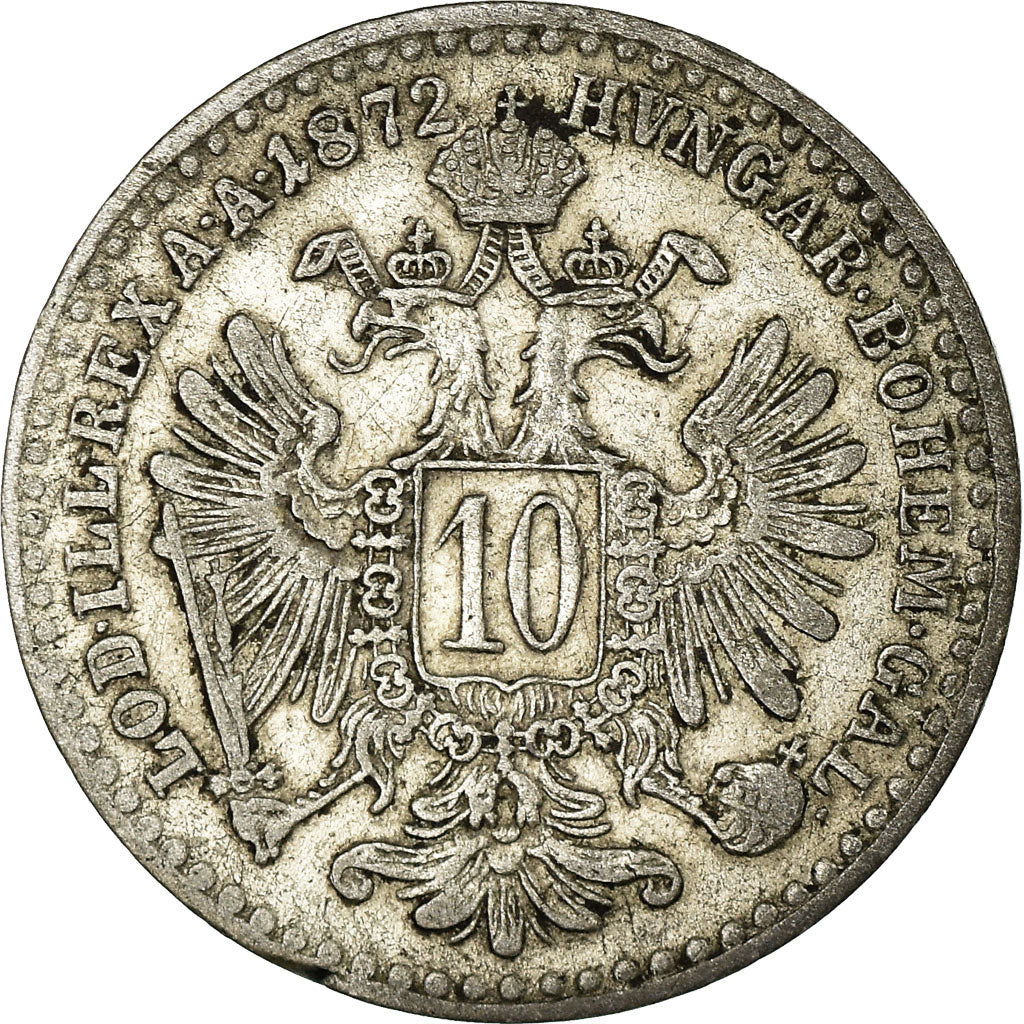 Coin, Austria, Franz Joseph I, 10 Kreuzer, 1872, EF(40-45), Silver, KM:2206