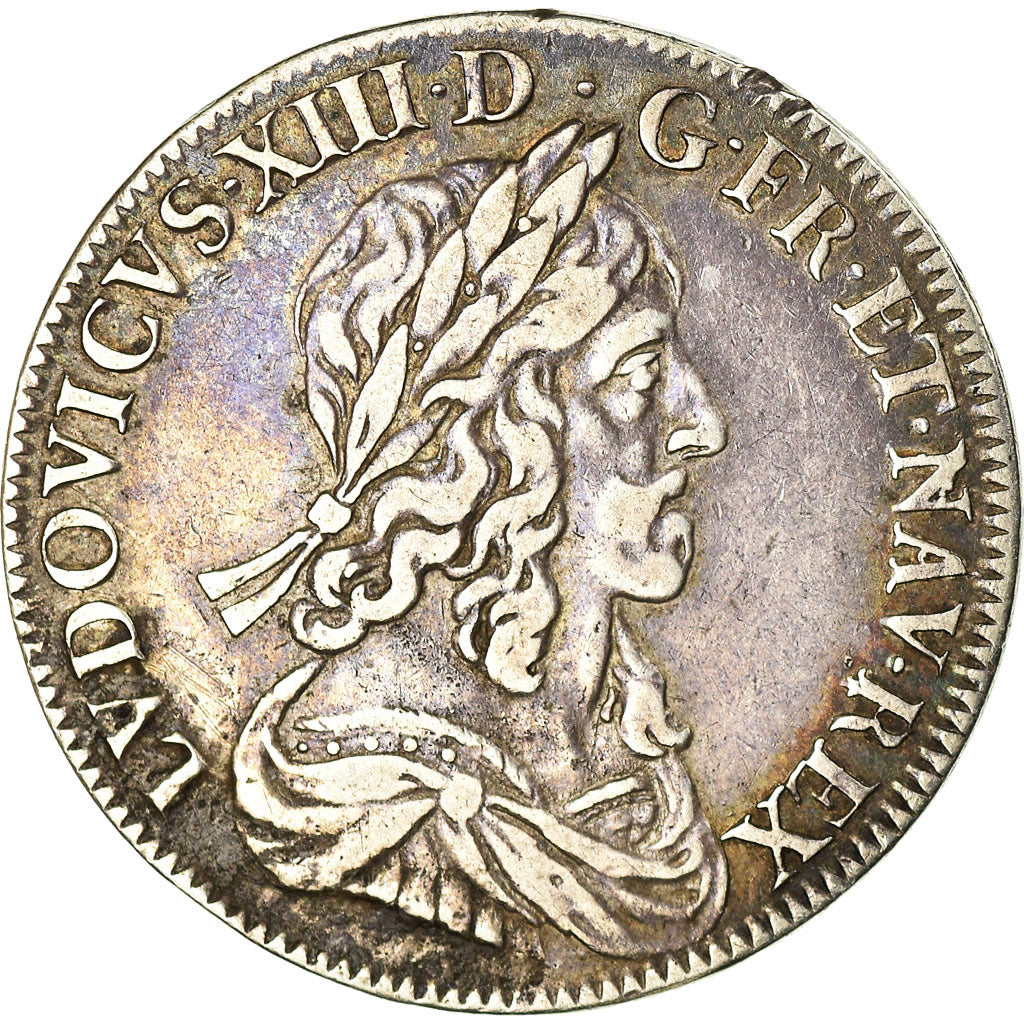 Coin, France, Louis XIII, 1/2 Écu, deuxième poinçon de Warin, 1/2 Ecu, 1643