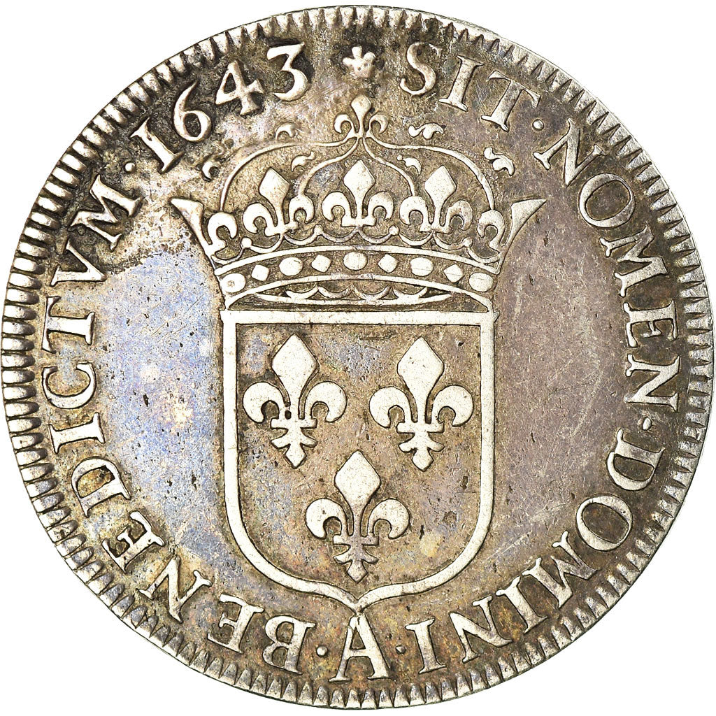 Coin, France, Louis XIII, 1/2 Écu, deuxième poinçon de Warin, 1/2 Ecu, 1643
