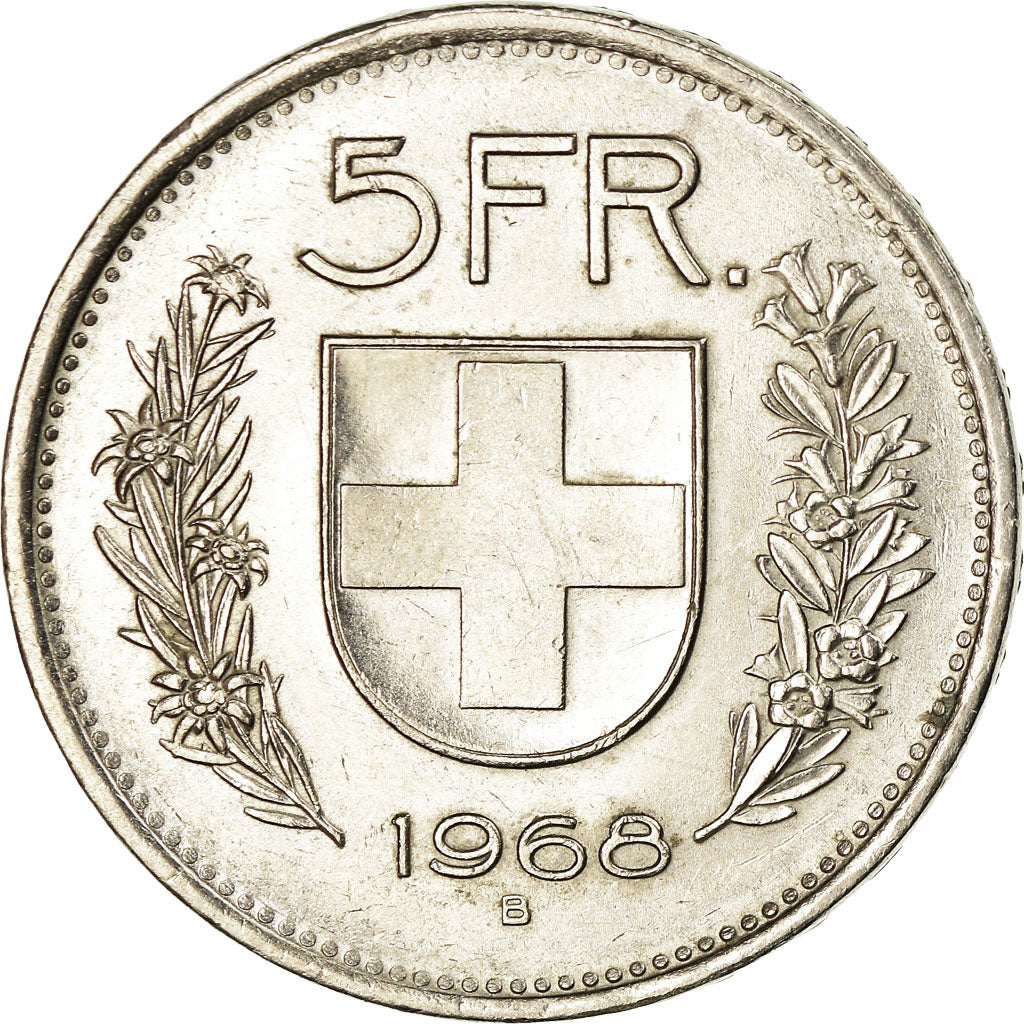 Münze, Schweiz, 5 Francs, 1968, Bern, VZ, Copper-nickel, KM:40a.1