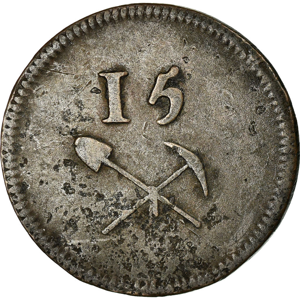 Moeda, França, Mines de Litry, Litry, 15 Sous, Rara, VF(30-35), Cobre