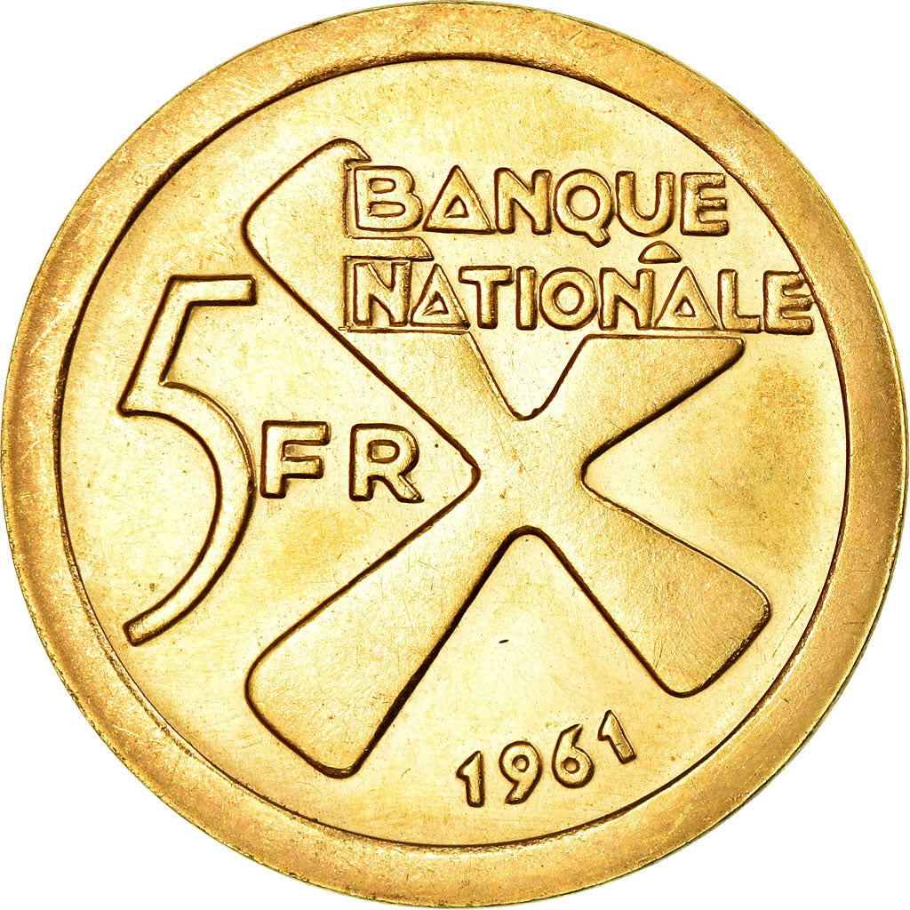 Coin, Katanga, 5 Francs, 1961, MS(60-62), Gold, KM:2a