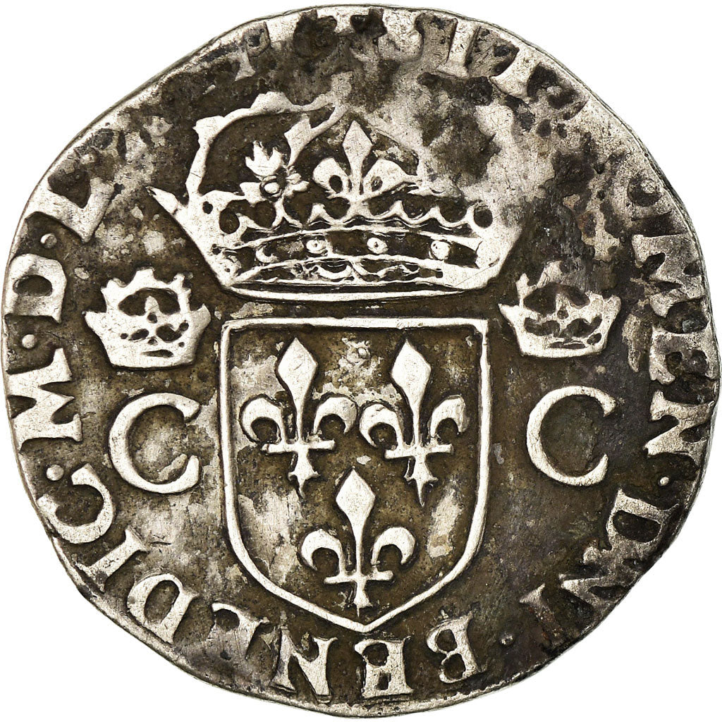 Moeda, França, Charles IX, Teston, 1563, Rennes, VF(30-35), Prata, Sombart:4618