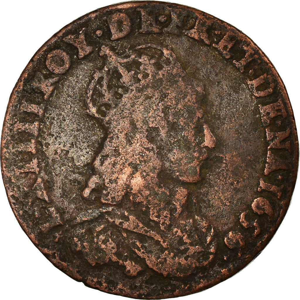 Münze, Frankreich, Louis XIV, Liard, 1656, Meung sur Loire, S, Kupfer