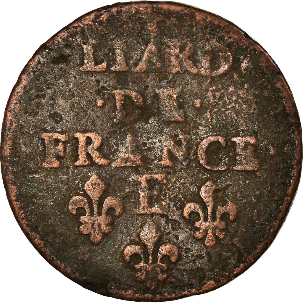 Münze, Frankreich, Louis XIV, Liard, 1656, Meung sur Loire, S, Kupfer