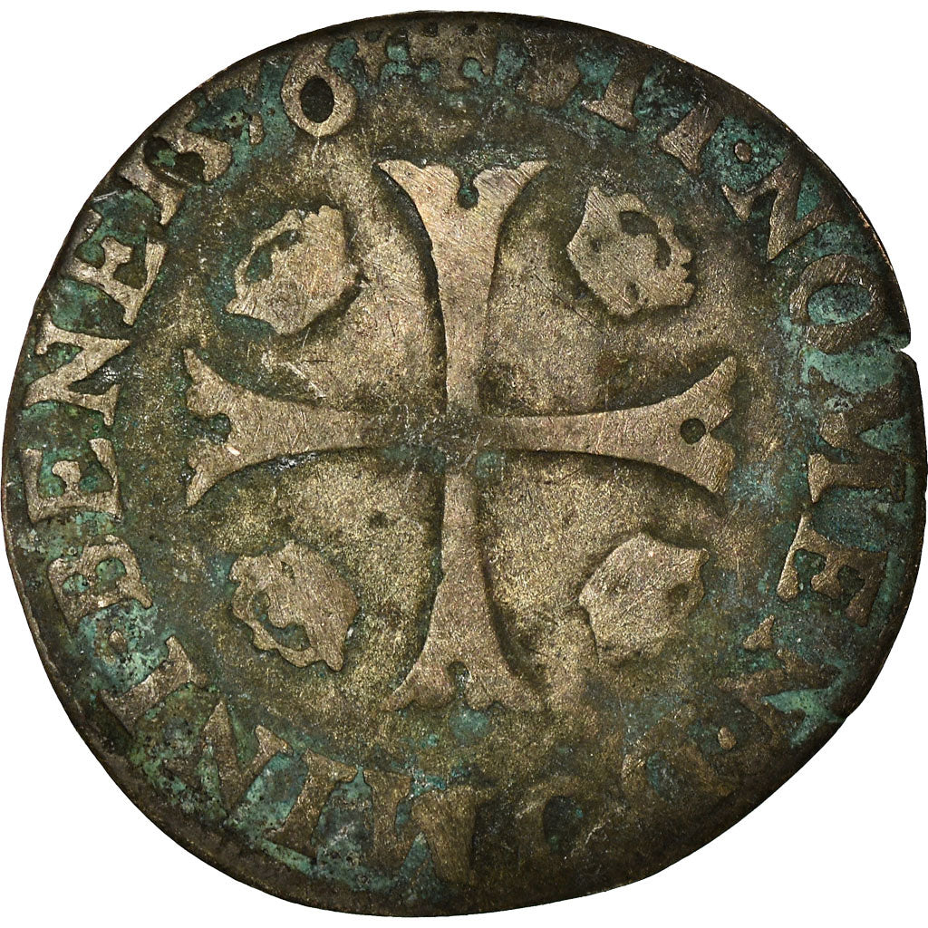 Moeda, França, Henri III, Douzain, 1576, Poitiers, F(12-15), Lingote