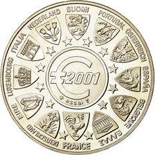 France, Medal, Essai Euro Marianne, 2001, Monnaie de Paris, MS(65-70), Silver