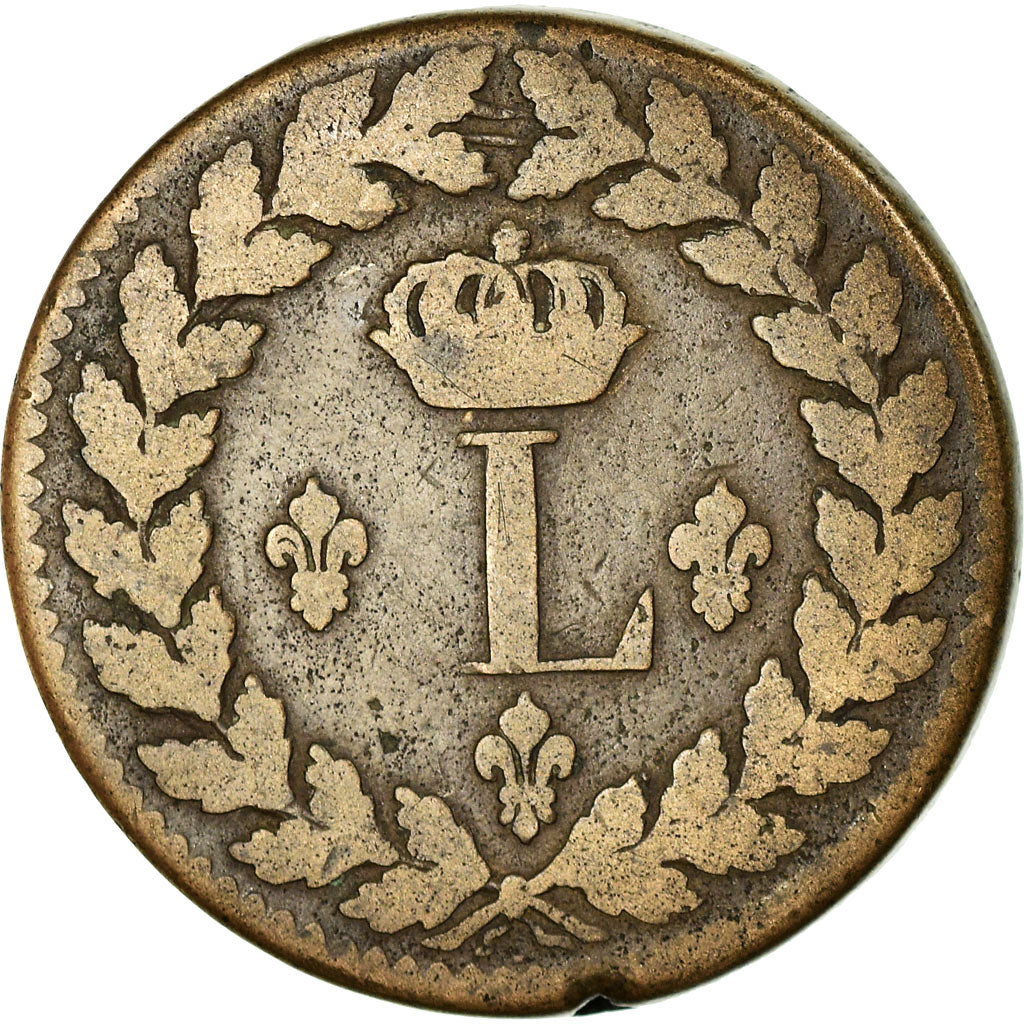 Moneta, Francia, Louis XVIII, Decime, 1815, Strasbourg, MB, Bronzo, KM:701
