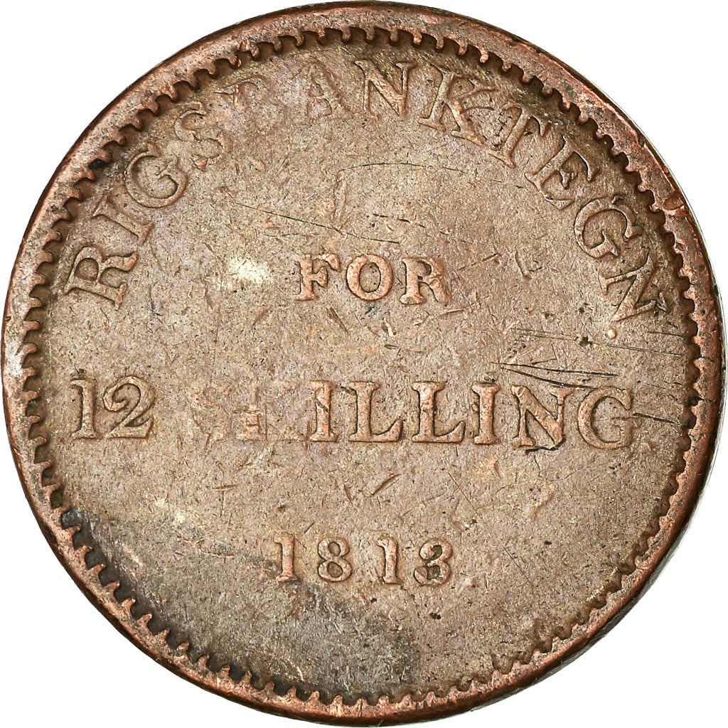 Coin, Denmark, 12 Skilling, 1813, VF(20-25), Copper, KM:Tn2