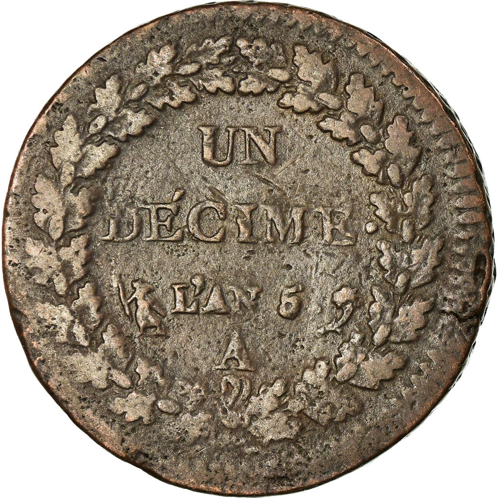 Monnaie, France, Dupré, Decime, 1796, Paris, TB, Bronze, Gadoury:185, KM:644.1