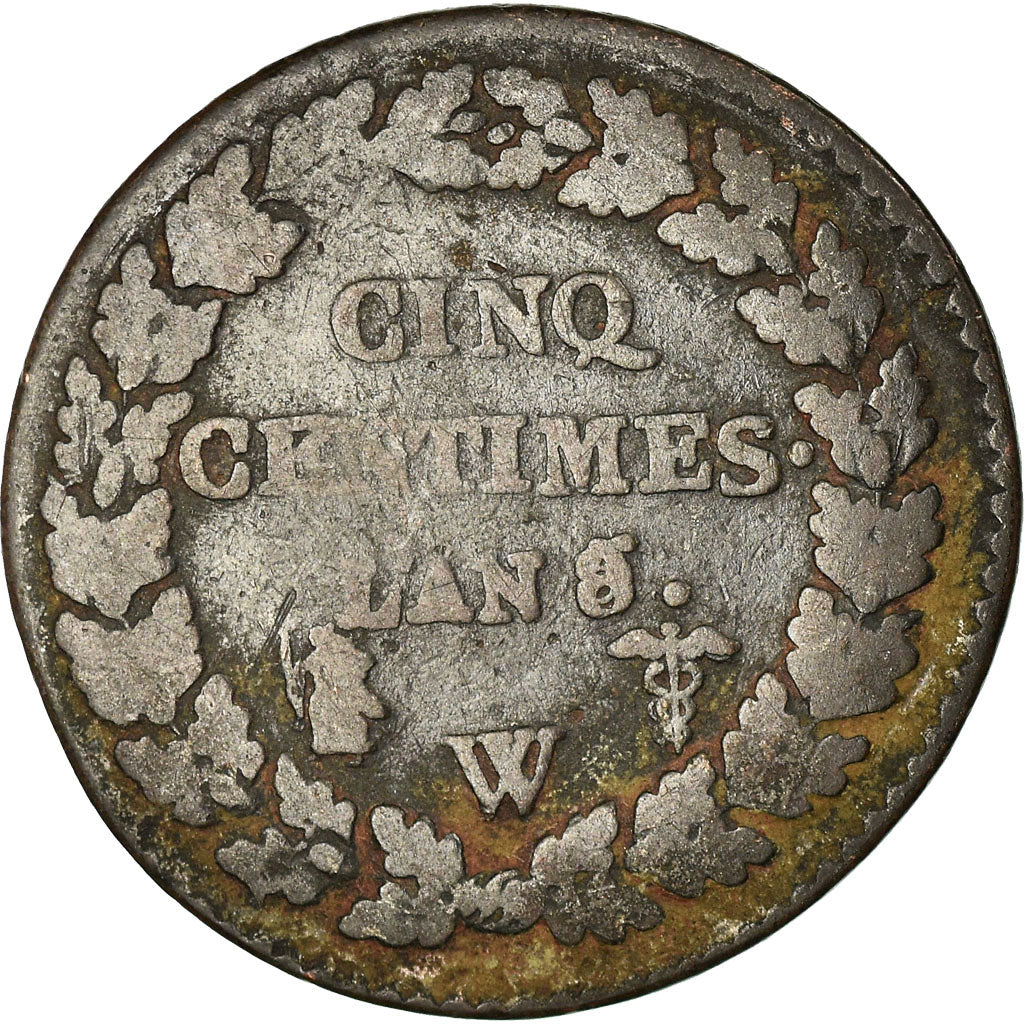 Coin, France, Dupré, 5 Centimes, 1799, Lille, F(12-15), Bronze, KM:640.11
