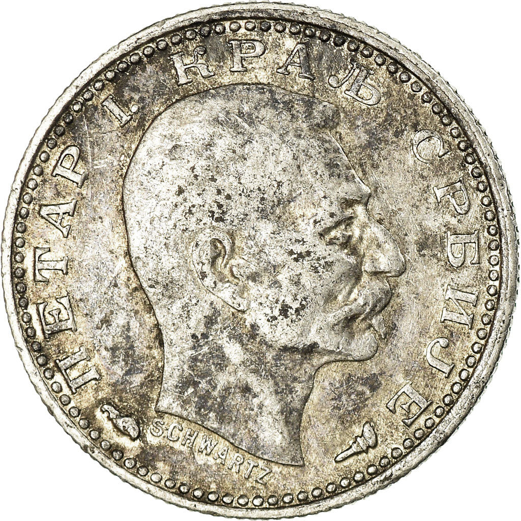 Moneta, Serbia, Peter I, 50 Para, 1915, BB+, Argento, KM:24.1