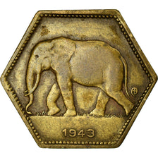 Coin, Belgian Congo, 2 Francs, 1943, Philadelphia, EF(40-45), Brass, KM:25