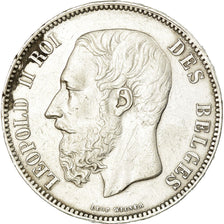 Coin, Belgium, Leopold II, 5 Francs, 5 Frank, 1873, Brussels, AU(50-53), Silver