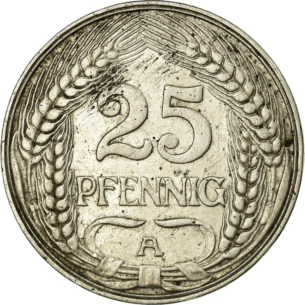 Coin, GERMANY - EMPIRE, Wilhelm II, 25 Pfennig, 1909, Berlin, AU(50-53), Nickel