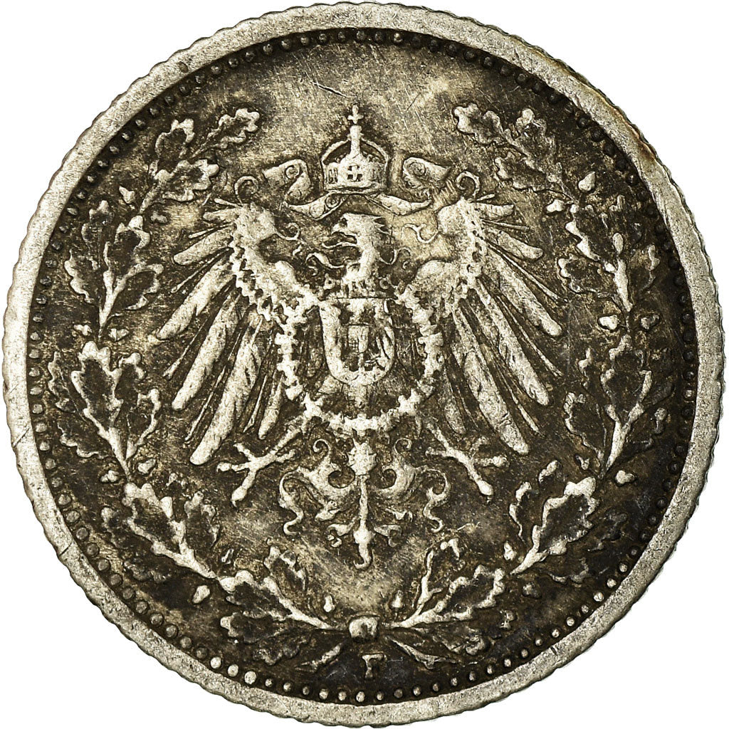 Coin, GERMANY - EMPIRE, 1/2 Mark, 1907, Stuttgart, EF(40-45), Silver, KM:17