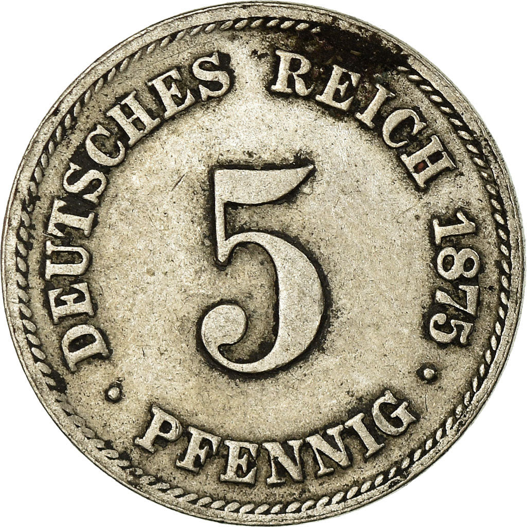 Coin, GERMANY - EMPIRE, Wilhelm I, 5 Pfennig, 1875, Karlsruhe, EF(40-45)