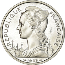 Coin, Madagascar, 5 Francs, 1953, Paris, ESSAI, MS(65-70), Aluminum, KM:E3