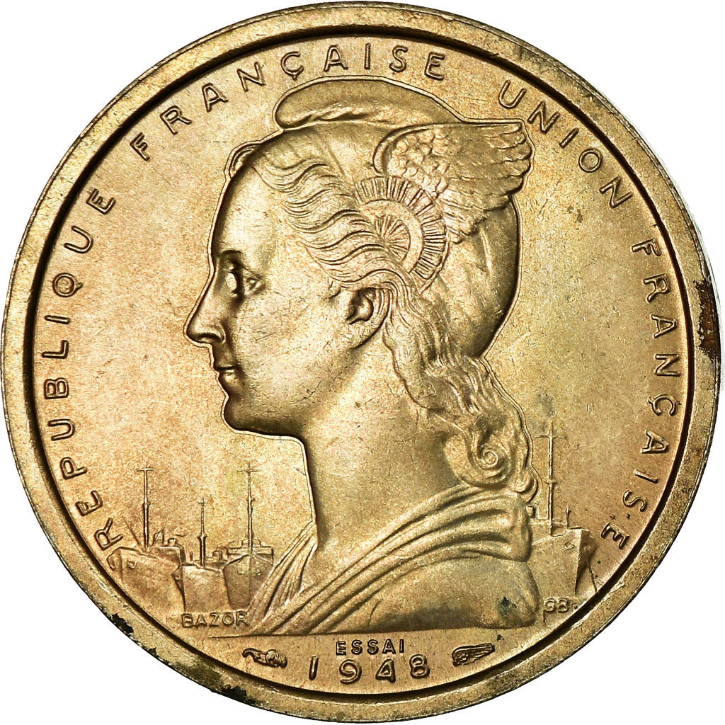 Coin, SAINT PIERRE & MIQUELON, 2 Francs, 1948, Paris, MS(60-62), Copper-nickel