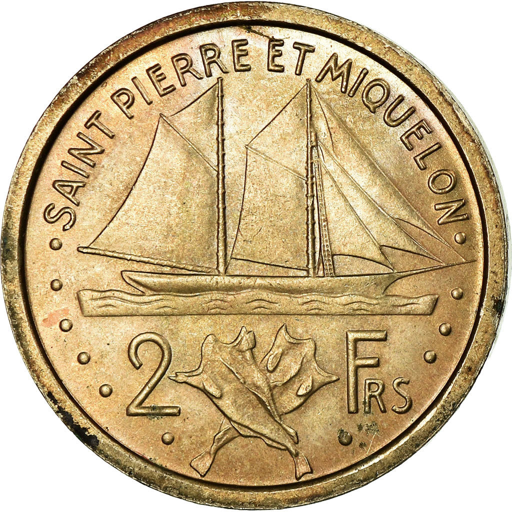 Coin, SAINT PIERRE & MIQUELON, 2 Francs, 1948, Paris, MS(60-62), Copper-nickel