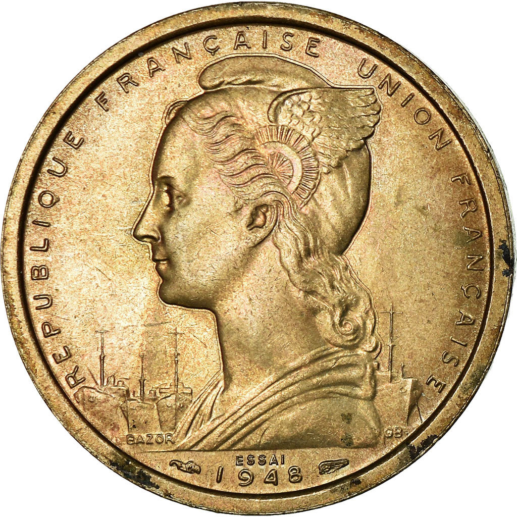 Coin, French Somaliland, 2 Francs, 1948, Paris, ESSAI, MS(63), Copper-nickel