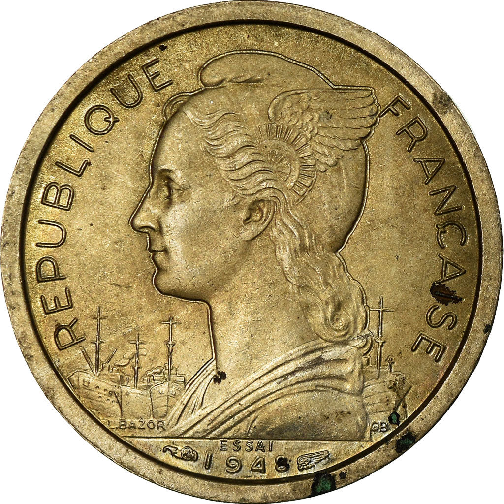 Coin, Réunion, Franc, 1948, ESSAI, AU(50-53), Copper-nickel, KM:E3, Lecompte:52