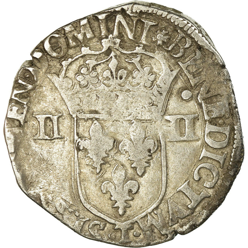 Monnaie, France, Henri III, 1/4 d'écu à la croix de face, 1586, Nantes, TB