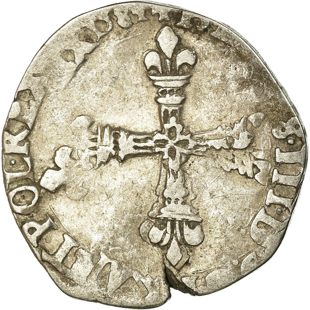 Monnaie, France, Henri III, 1/4 d'écu à la croix de face, 1584, Angers, B+