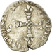 Monnaie, France, Henri III, 1/4 d'écu à la croix de face, 1584, Angers, B+