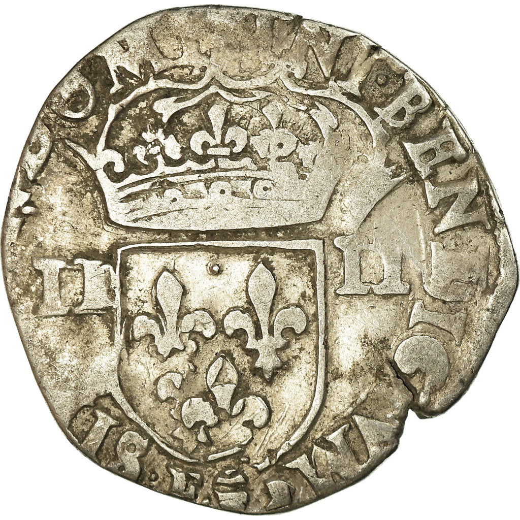 Monnaie, France, Henri III, 1/4 d'écu à la croix de face, 1584, Angers, B+